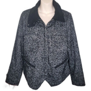 Gap tweed wool blend full zip moto jacket size large